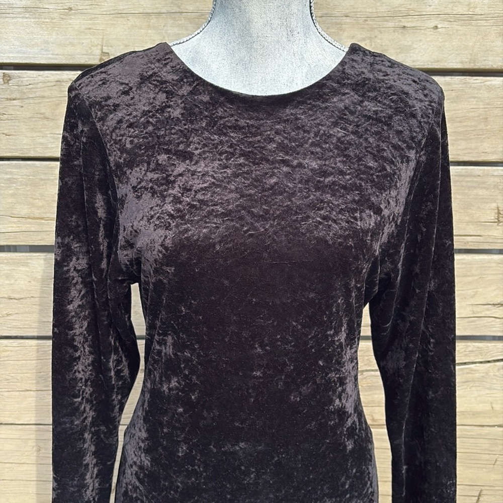 Crushed Velvet Black Midi Dress Sz Sm/med - Picture 2 of 11